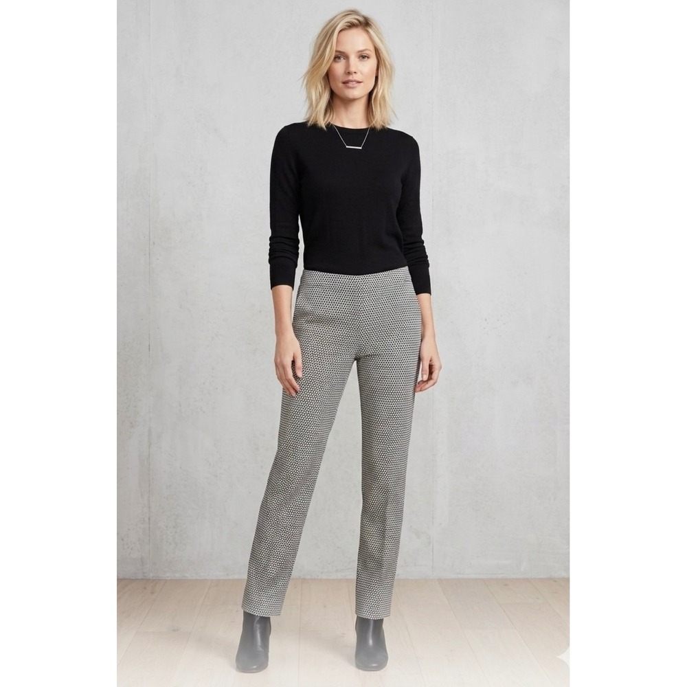 Theory Navalane Arlungton Triangle Print Slim Leg Pants Black White Size 8